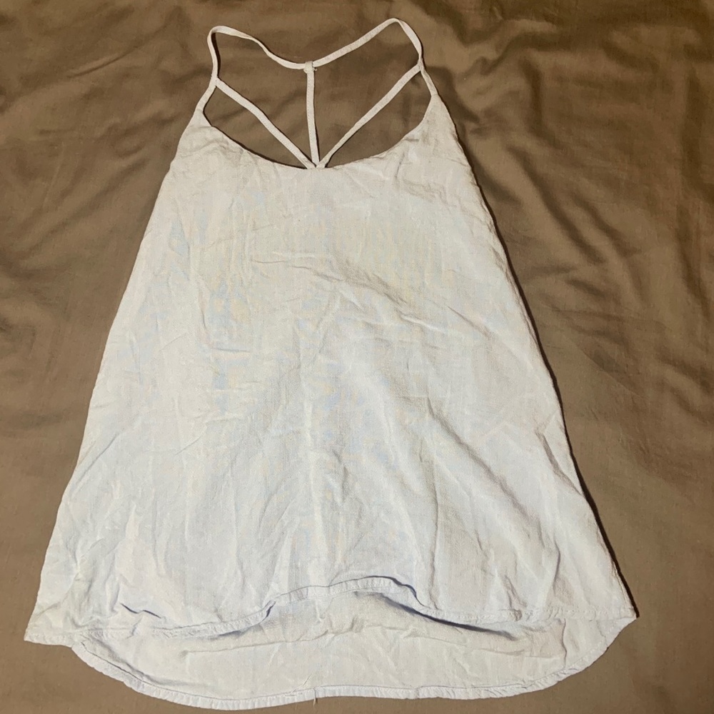 Light blue tank top with spaghetti straps